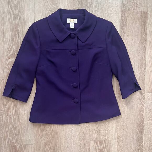 Talbots Petites Purple 5 Button 3/4 Sleeve Blazer Size 2P - Picture 7 of 8